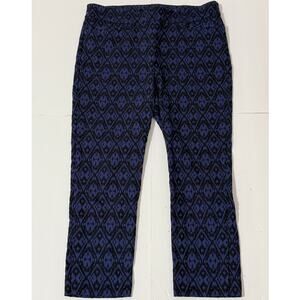 Chico's Pull-On Ikat Print Black and Blue Pants, Size 2